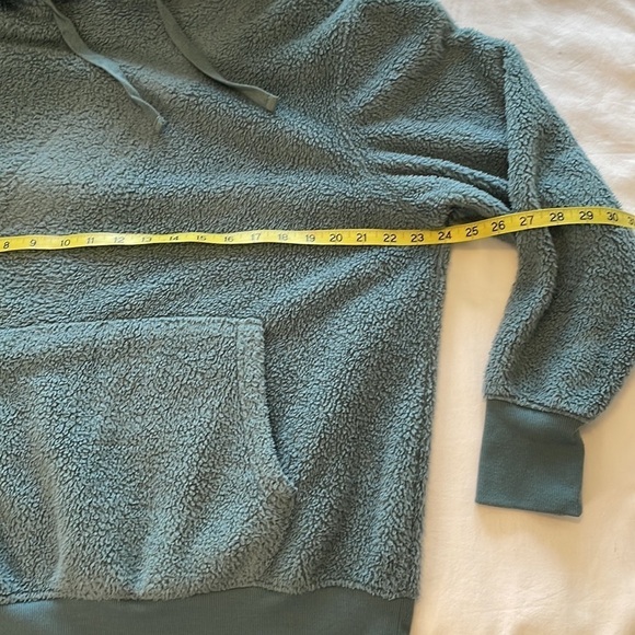SO Soft Women’s LG Sherpa Hooded Pullover Sweatshirt w Pocket Leisure Cozy Green - Picture 7 of 9
